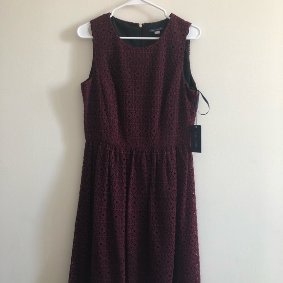 Tommy Hilfiger New Red Crochet Lace Overlay Dress - Picture 5 of 8